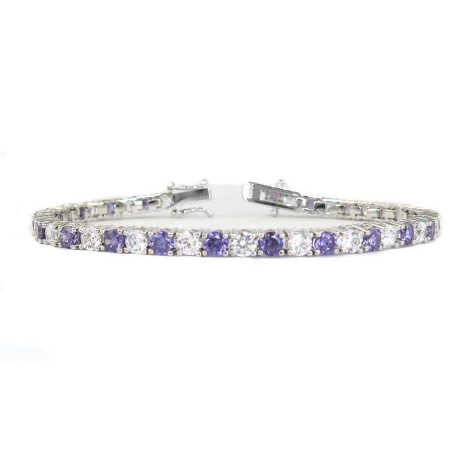 11 CTW Amethyst White Simulated Diamond Tennis Bracelet 18k White Gold 7.5" Image 1