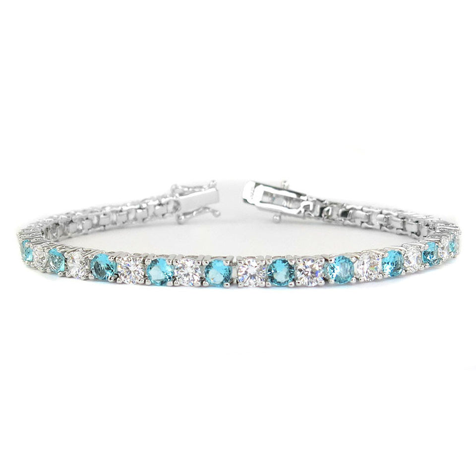 11.00 CTTW Light Blue and White Simulated Diamond Tennis Bracelet Image 1