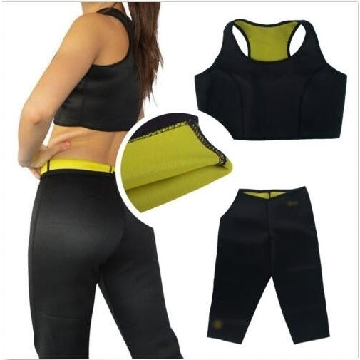 Women Hot Neoprene Body Shaper Slimming Waist Pants Slim Belt Yoga Vest Set Image 2