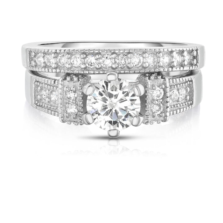 2 Piece Simulated Diamond Diamond Cut Fancy Bridal Ring and Band Set Image 3