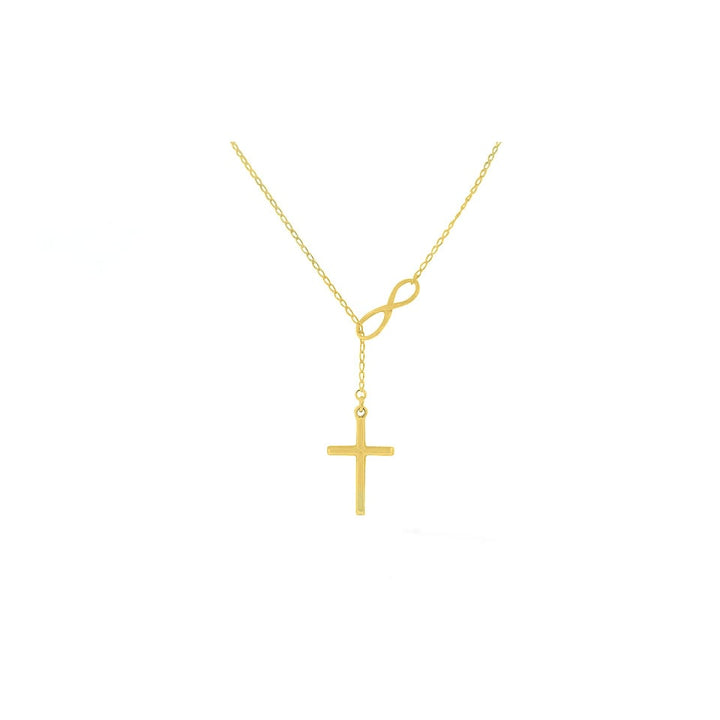 18k Gold Rose Gold Or Sterling Silver Infinity Cross Lariat Necklace Image 1