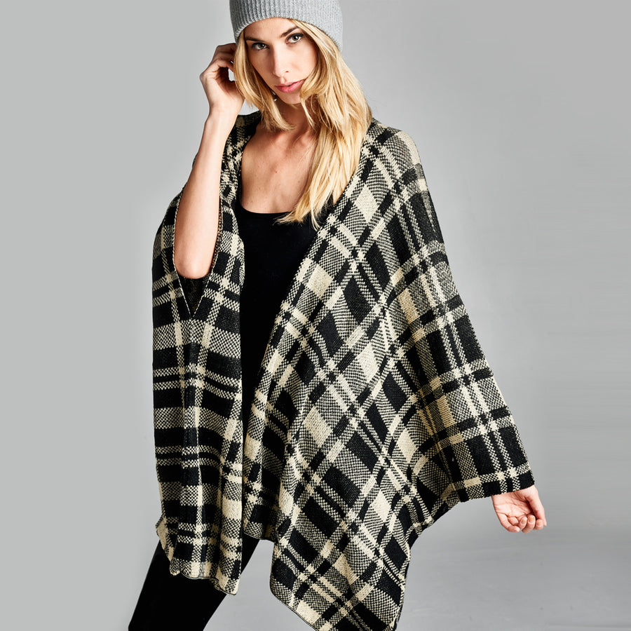 Get Your Plaid On Poncho One Size Image 1