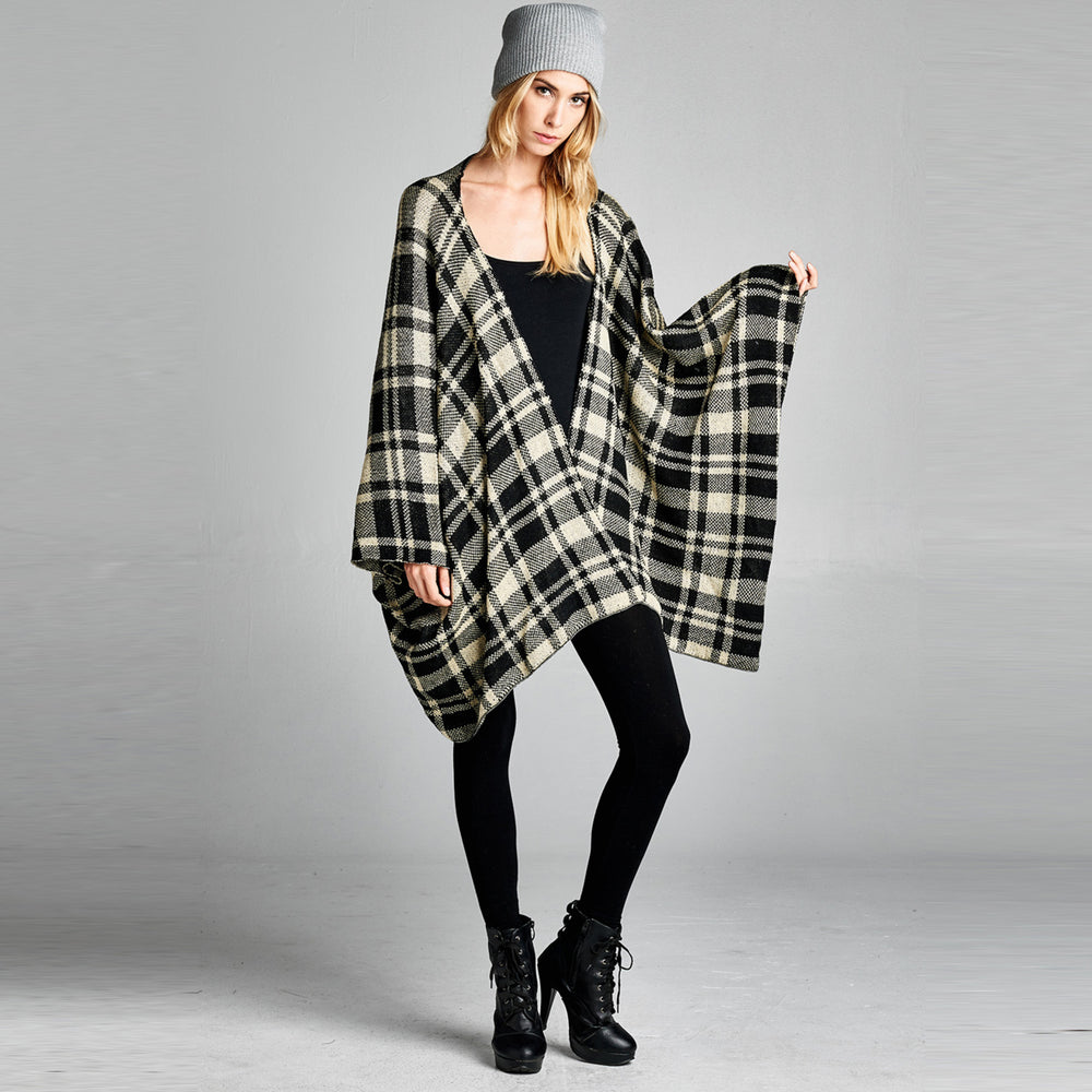 Get Your Plaid On Poncho One Size Image 2