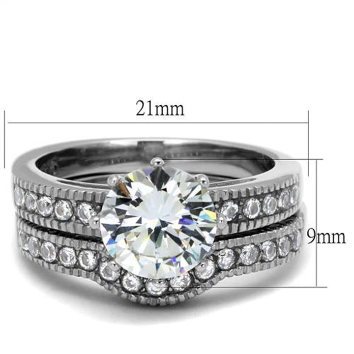His & Her Stainless Steel 2.29 Ct Cz Bridal Ring Set & Men Zirconia Wedding Band Image 4