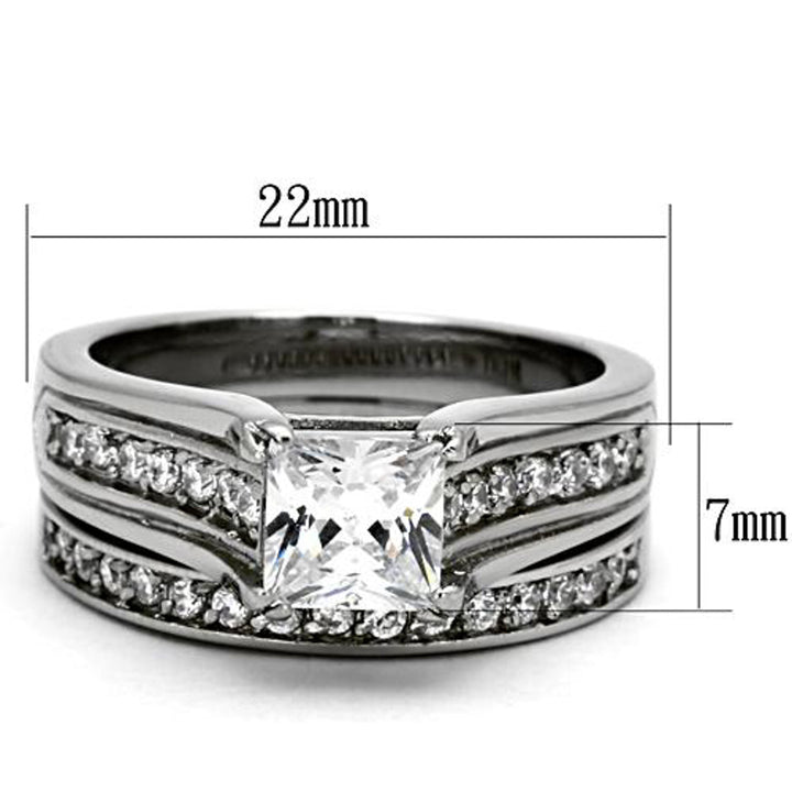 His & Her Stainless Steel 2.10 Ct Cz Bridal Ring Set & Men Zirconia Wedding Band Image 4