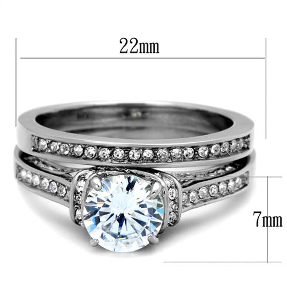 His and Her Stainless Steel 2.75 Ct Cz Bridal Ring Set and Men Zirconia Wedding Band Image 4