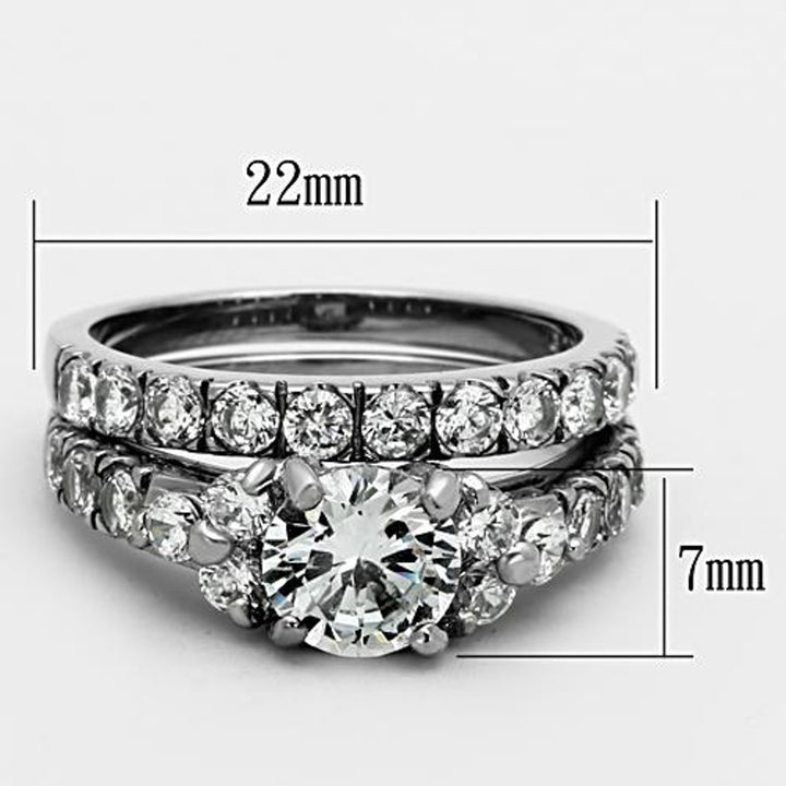 His and Her Stainless Steel 2.50 Ct Cz Bridal Ring Set and Men Zirconia Wedding Band Image 4