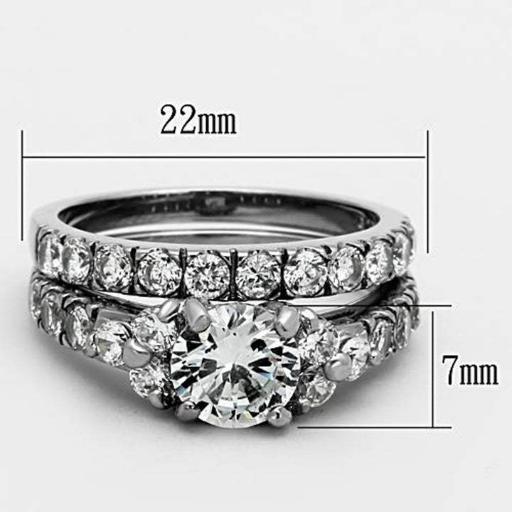 His and Her 3 Pc Stainless Steel 2.50 Ct Cz Bridal Set and Men Zirconia Wedding Band Image 4