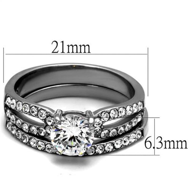 His and Her 3 Pc Stainless Steel 1.25 Ct Cz Bridal Set and Men Zirconia Wedding Band Image 4