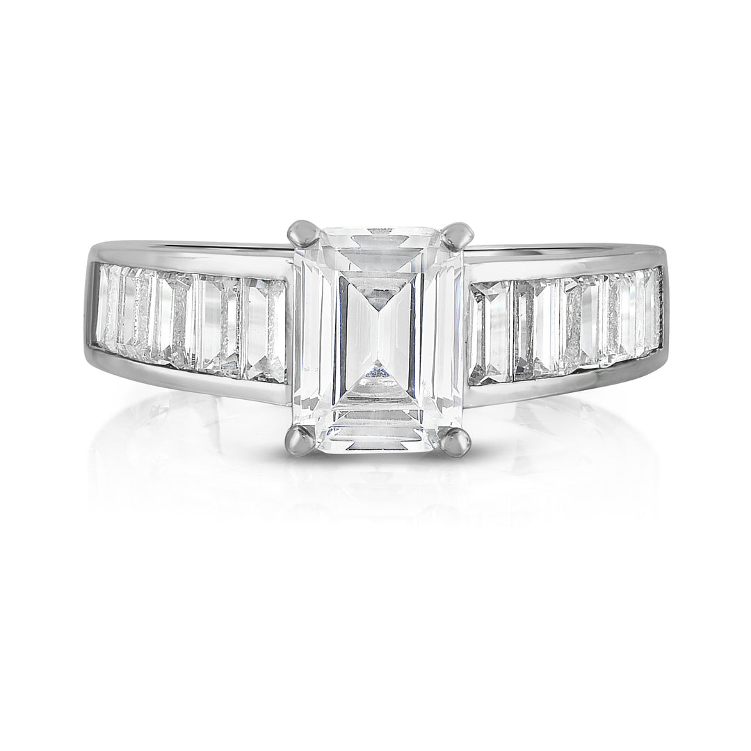 3.00 CTTW Emerald Cut Simulated Diamond Bridal Ring Image 1