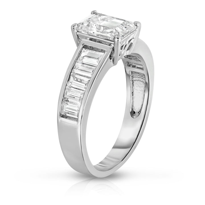 3.00 CTTW Emerald Cut Simulated Diamond Bridal Ring Image 2