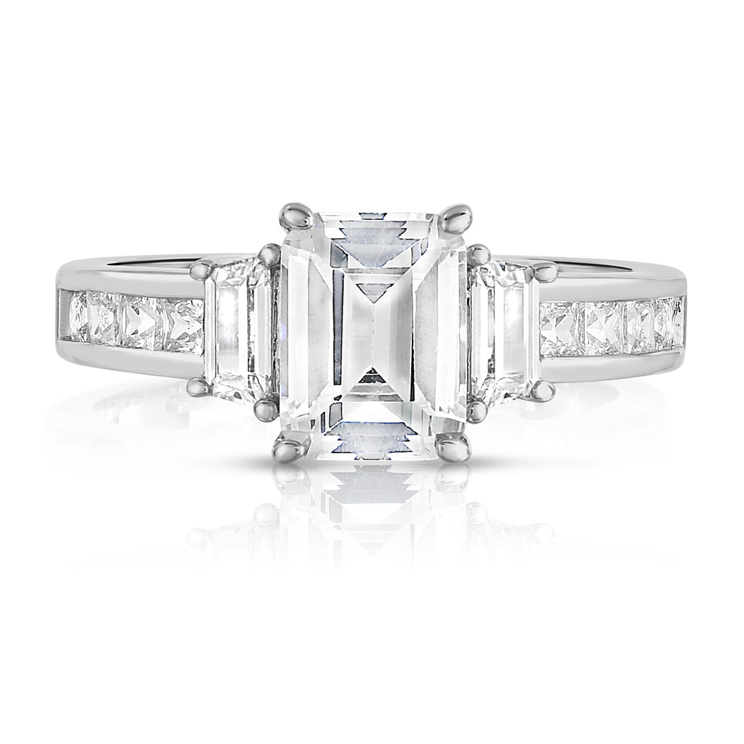 3.50cttw Tri Stone Emerald Cut Bridal Ring Image 1