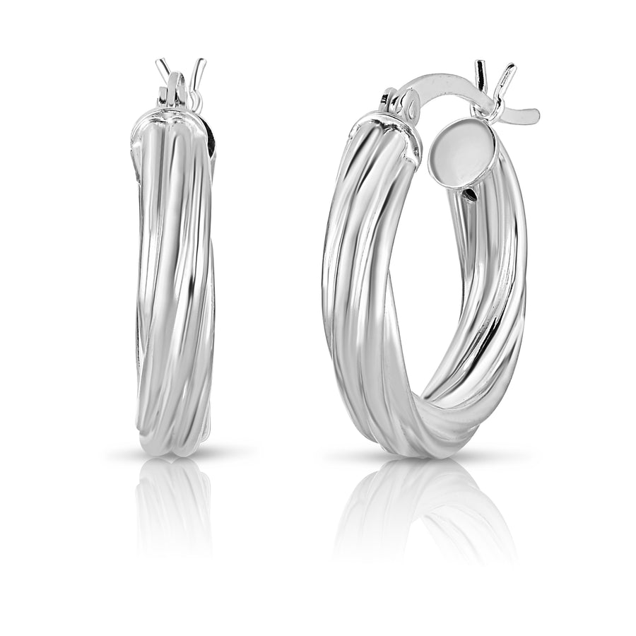 Solid Sterling Silver Swirl Hoops  Available in Three Sizes - 20mm 30mm 40mm Image 1