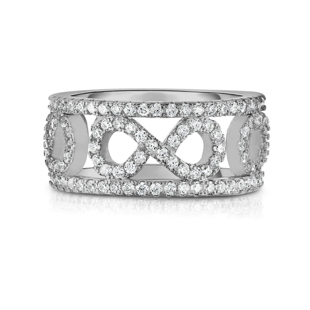 Simulated Diamond Infinity Band In 18Kt White Gold Image 1