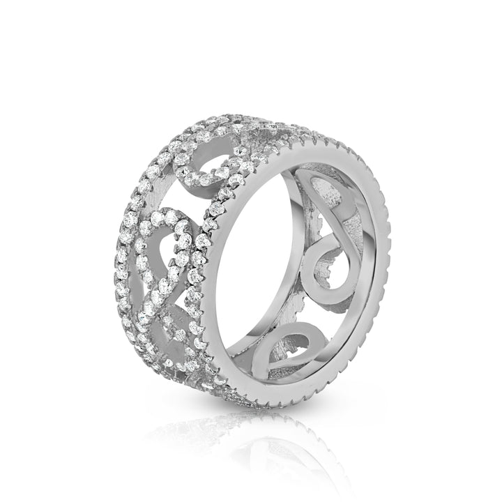 Simulated Diamond Infinity Band In 18Kt White Gold Image 2