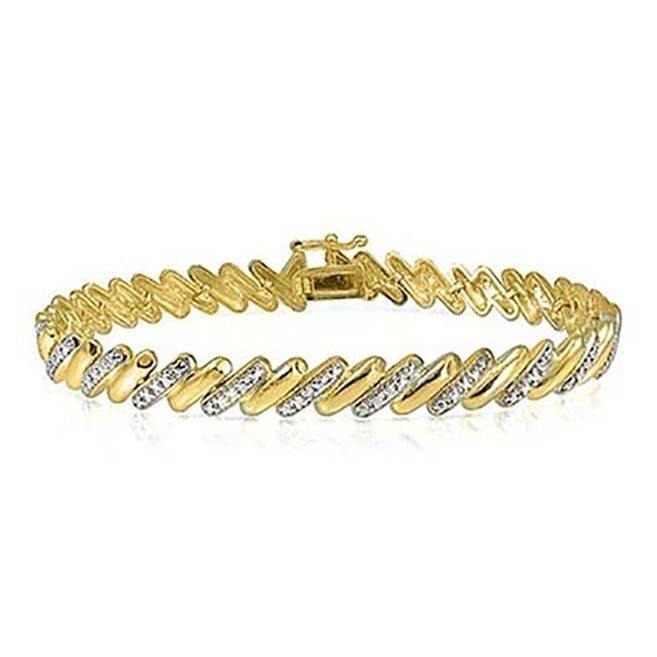 Genuine Diamond accent San Marco Bracelet in 18k Gold Image 1