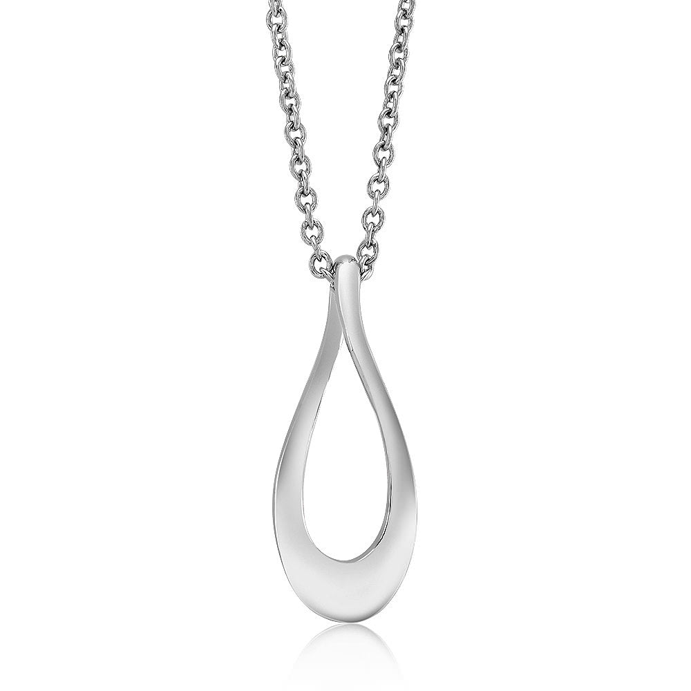 White Gold Plated Teardrop Necklace Image 1