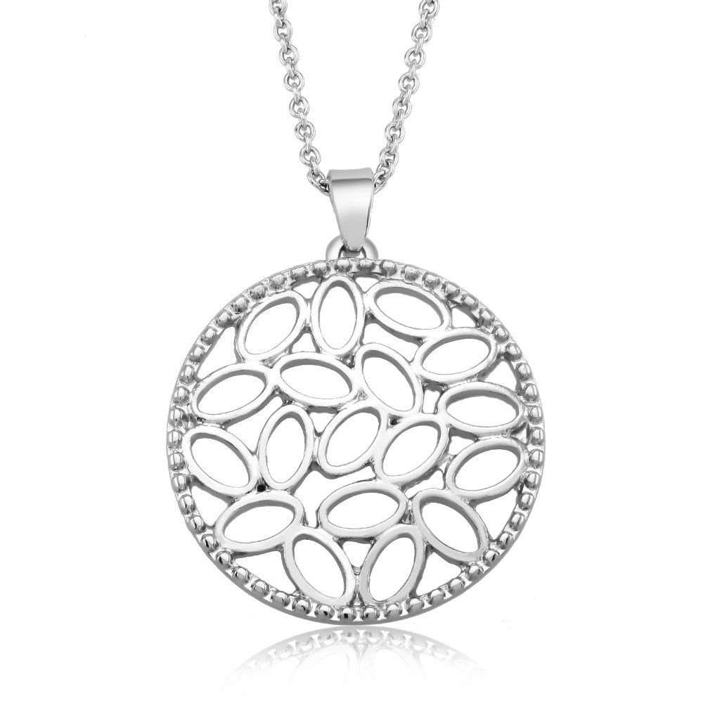 White Gold Plated Filigree Circle Necklace Image 1