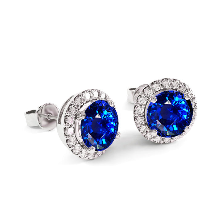 3.50cttw Sapphire Halo Stud In Sterling Silver Image 2