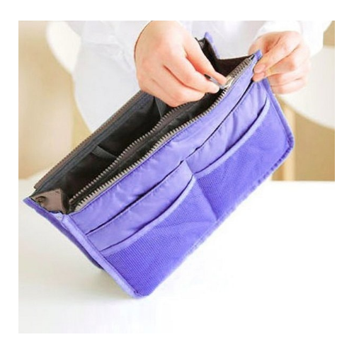 Practical Handbag Purse Nylon Dual Organizer Insert Cosmetic Storage Bag Image 2