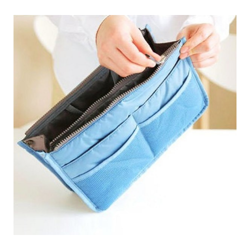 Practical Handbag Purse Nylon Dual Organizer Insert Cosmetic Storage Bag Image 3