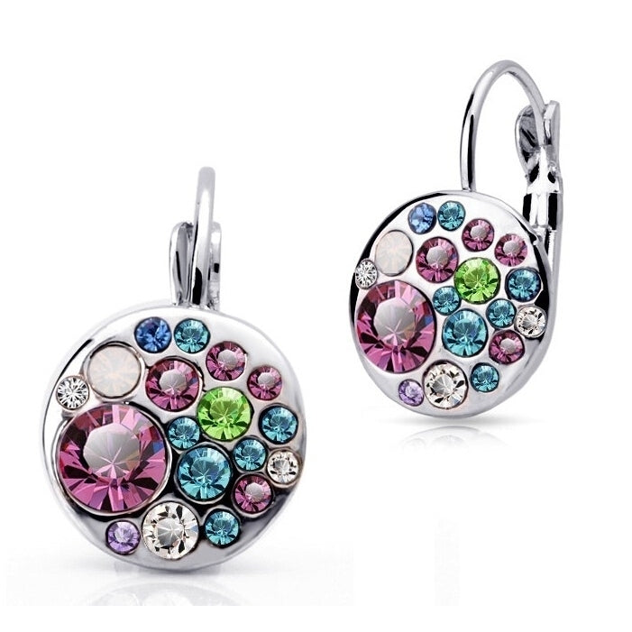 Rainbow Silver Crystal Hoop Earrings Image 3