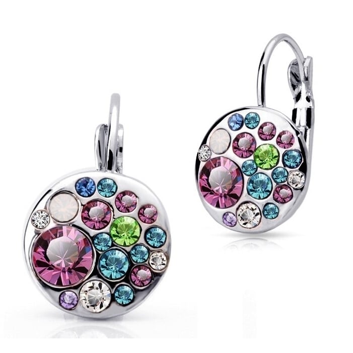 Rainbow Silver Crystal Hoop Earrings Image 1