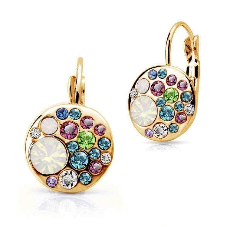 Rainbow Gold Crystal Hoop Earrings Image 3
