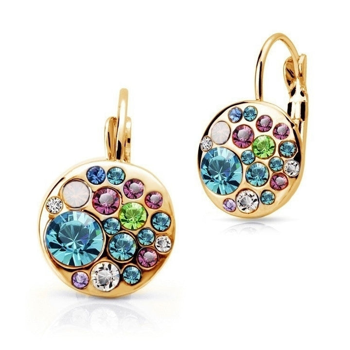 Rainbow Gold Crystal Hoop Earrings Image 1