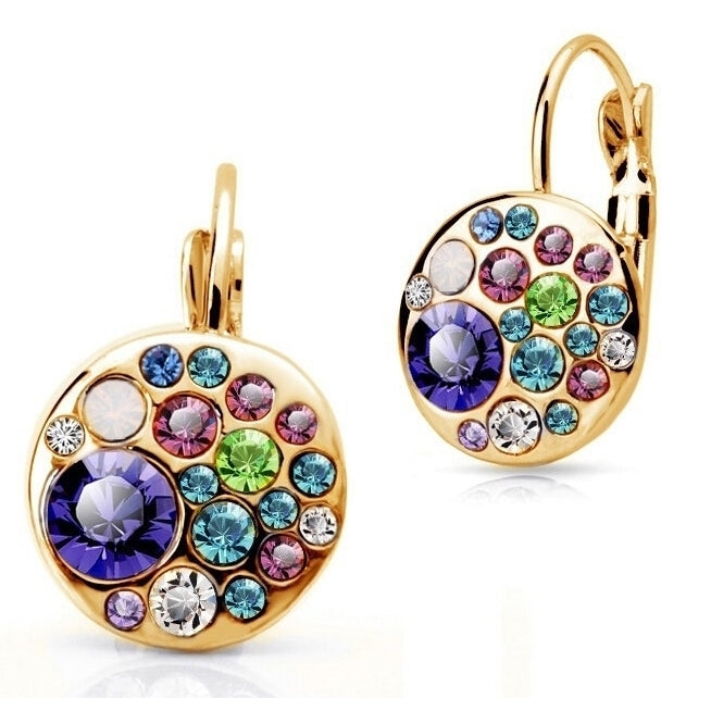 Rainbow Gold Crystal Hoop Earrings Image 4