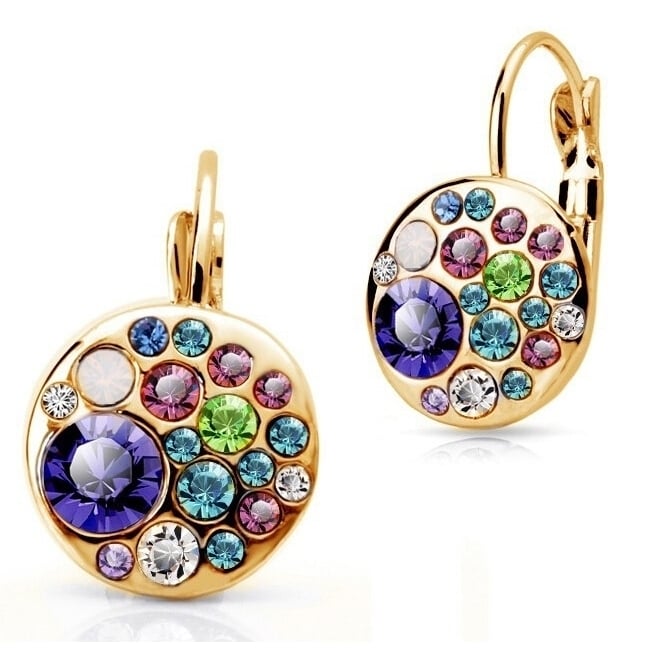 Rainbow Gold Crystal Hoop Earrings Image 1