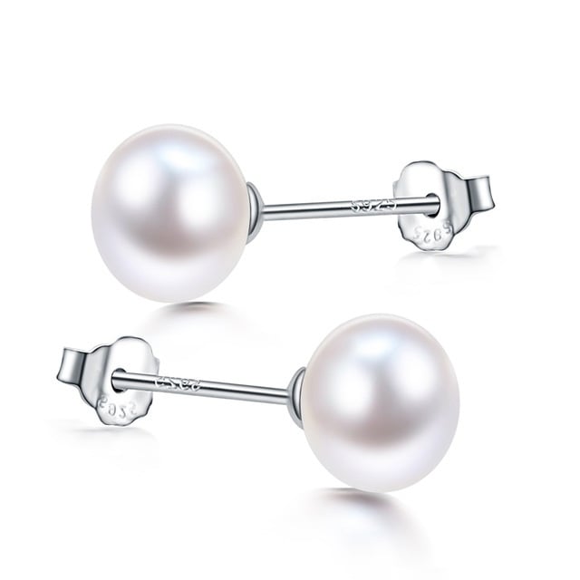 Sterling Silver Freshwater Simulated Pearl Earrings Image 4