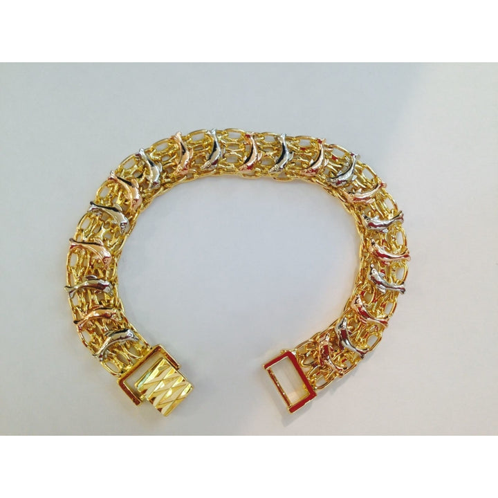 18k Gold Filled Tri Color Dolphin Bezmar Bracelet Image 1