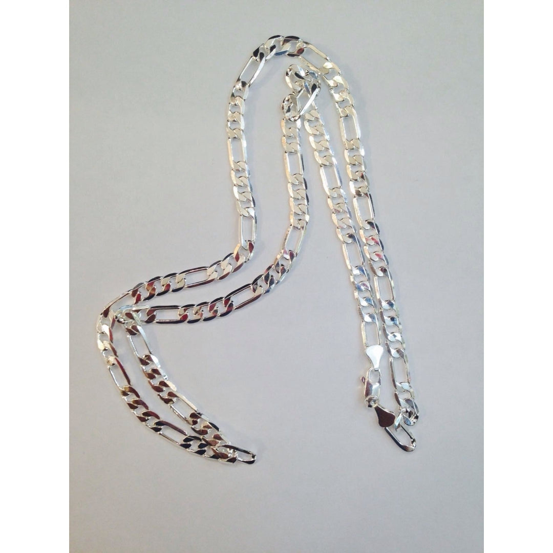 18K White Gold Figaro Chain Necklace Image 1