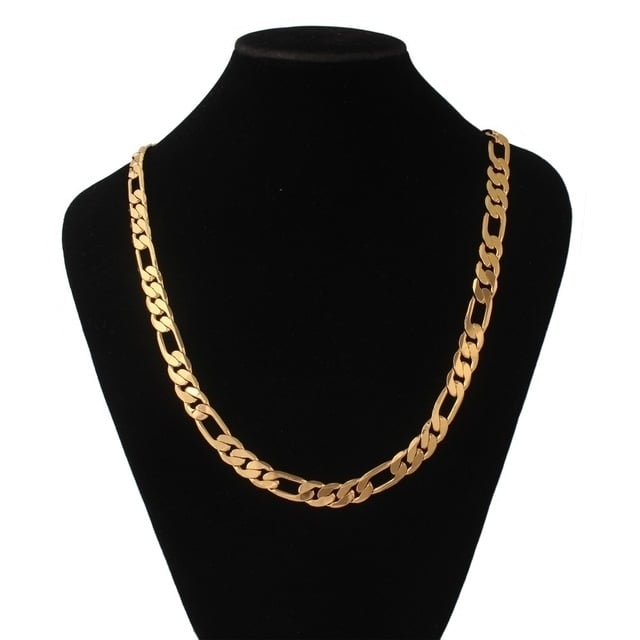 18k Gold Thick Figaro Link Chain necklace Image 1