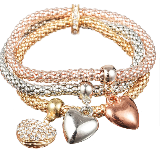 18K Gold Filled tri color bracelet heart shape Image 1