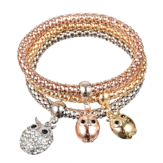 18K Gold Filled tri color bracelet owl chape Image 1