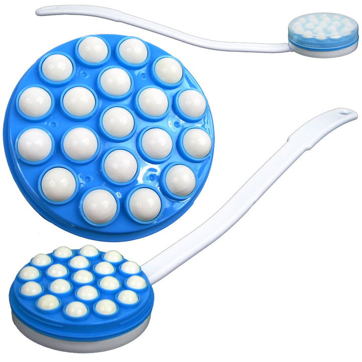 Roll-a-Lotion Applicator for Back and Legs 17.25 Inch Blue and White Massager Image 1