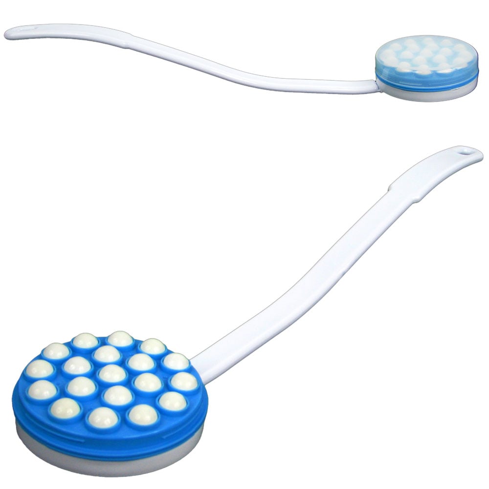 Roll-a-Lotion Applicator for Back and Legs 17.25 Inch Blue and White Massager Image 2