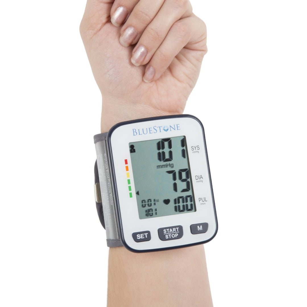 Bluestone Automatic One Touch Wrist Blood Pressure Monitor Battery Operated 10 Inch Image 1