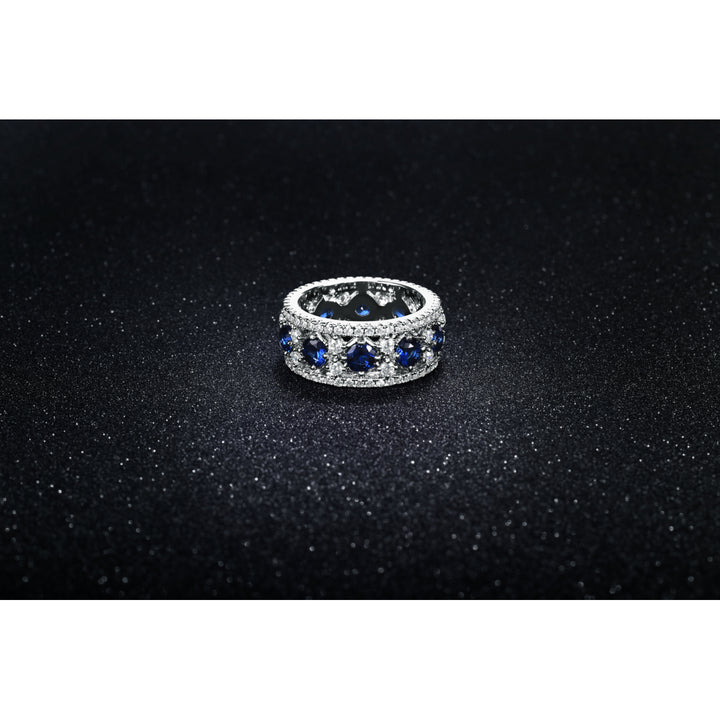 Simulated Sapphire Band In 18Kt White Gold Image 1