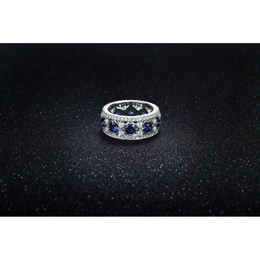 Simulated Sapphire Band In 18Kt White Gold Image 1