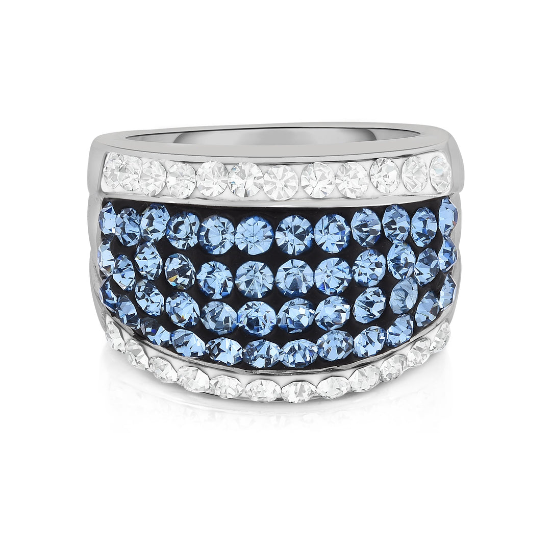 18Kt White Gold Plated Crystal Cocktail Ring Sizes 6 7 8 9 Austrian Crystals Image 1