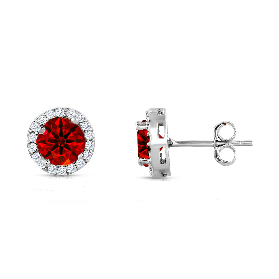 3.50 CTTW Sterling Silver Birthstone Halo Studs Image 3