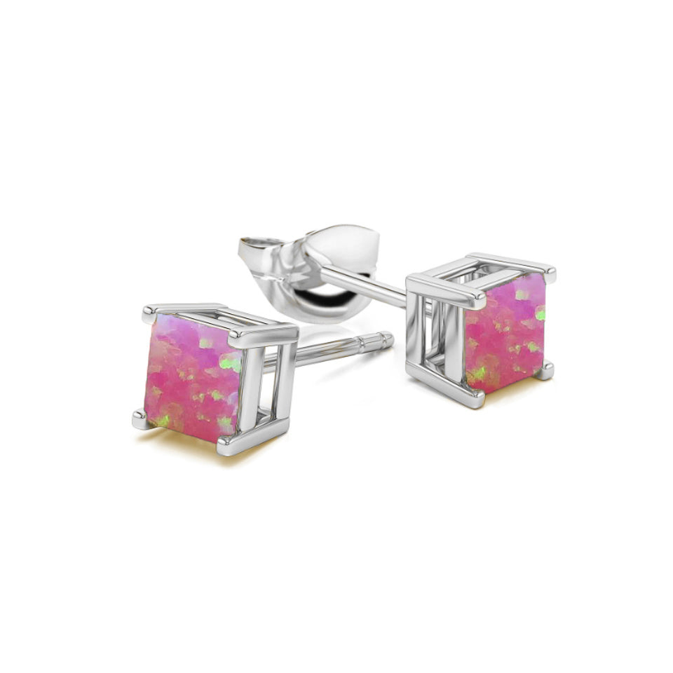 2.00 CTTW Pink Fire Opal Square Studs Image 1