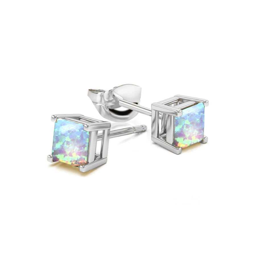 2.00 CTTW White Opal Square Cut Studs Image 1