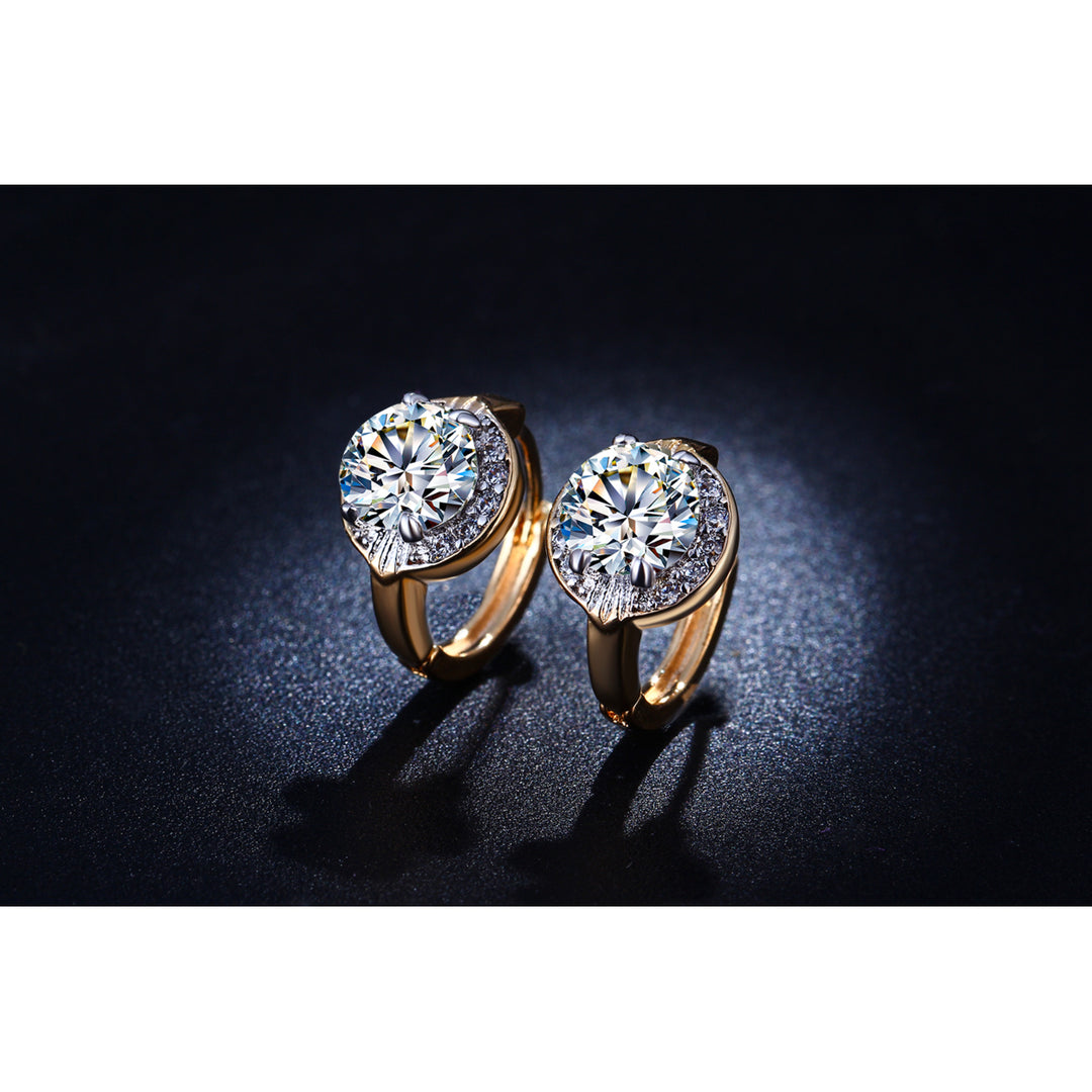 Yellow Gold 5 CTTW Simulated Diamond Huggie Earrings Image 1