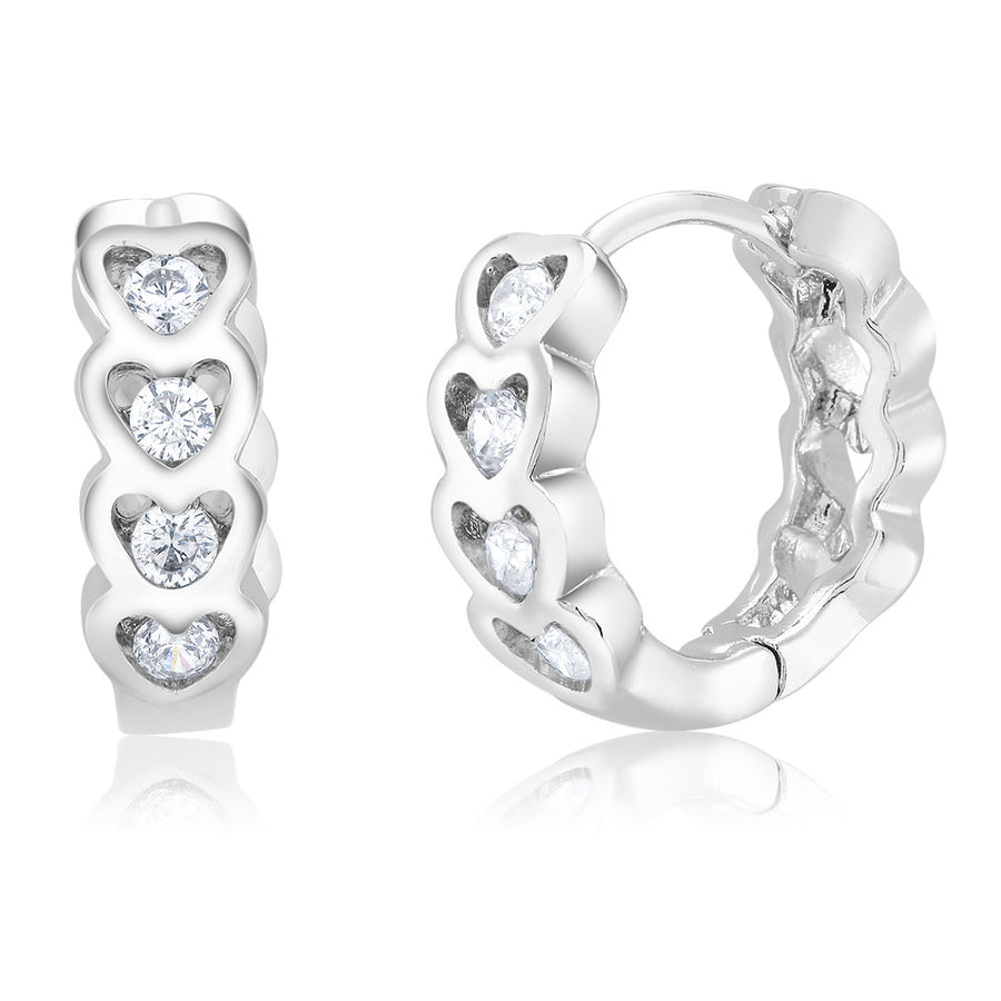 Crystal Heart Huggie Earrings Image 1