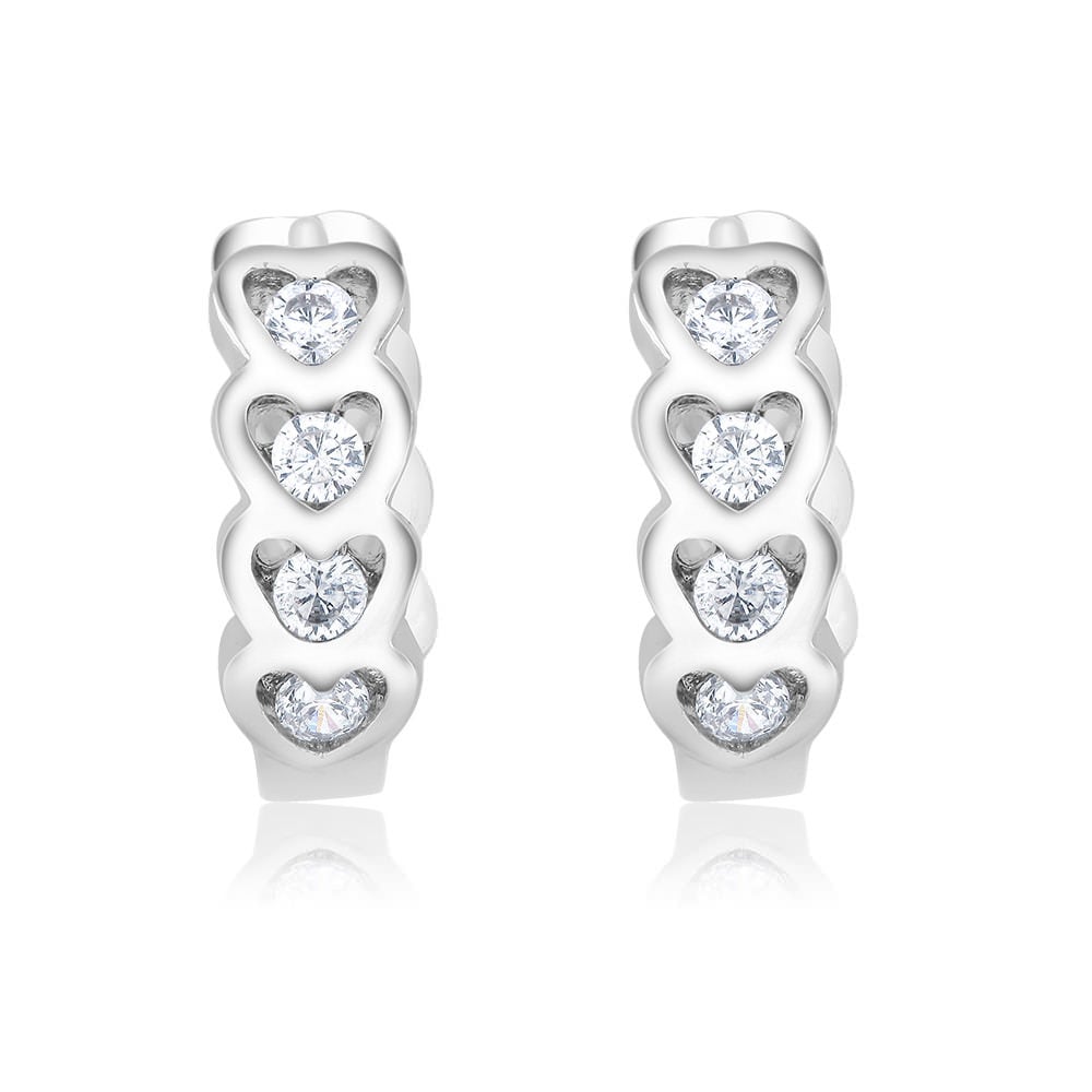 Crystal Heart Huggie Earrings Image 2