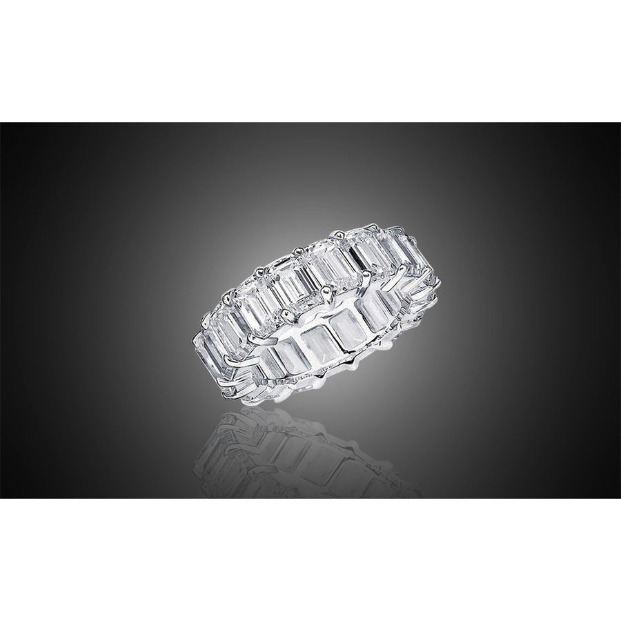 Emerald Cut Simulated Diamond Band In 18Kt White Gold Image 1